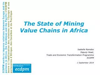 The State of Mining Value Chains in Africa