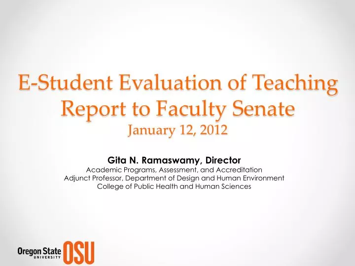 e student evaluation of teaching report to faculty senate january 12 2012