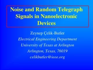 Noise and Random Telegraph Signals in Nanoelectronic Devices