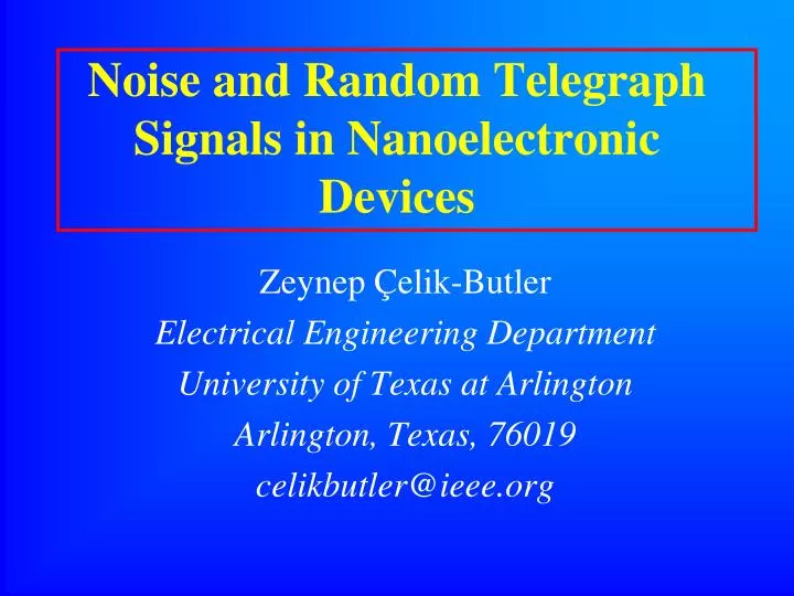 noise and random telegraph signals in nanoelectronic devices