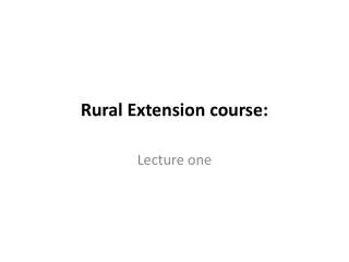 Rural Extension course: