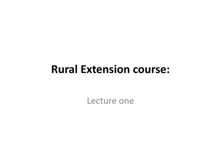 rural extension course