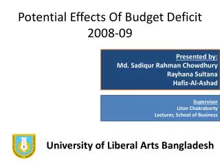 Potential Effects Of Budget Deficit 2008-09