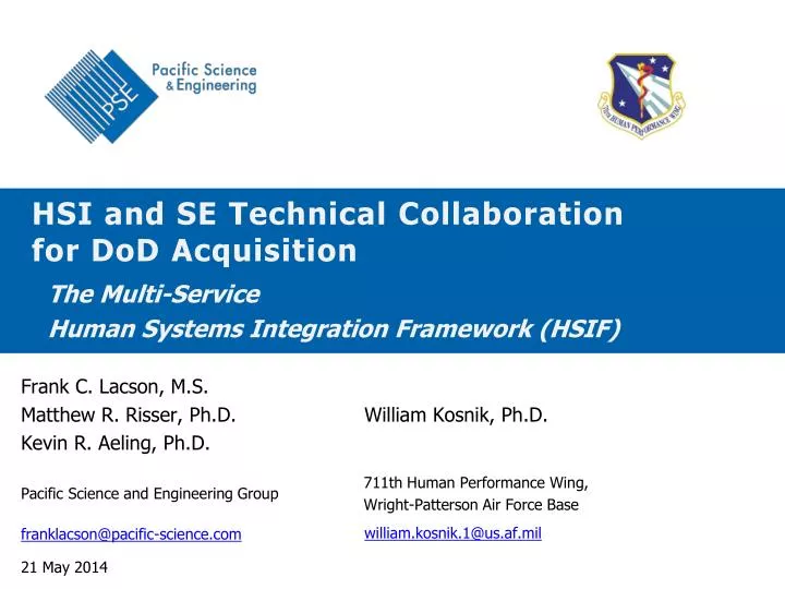 hsi and se technical collaboration for dod acquisition