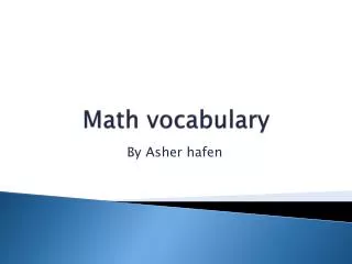 Math vocabulary