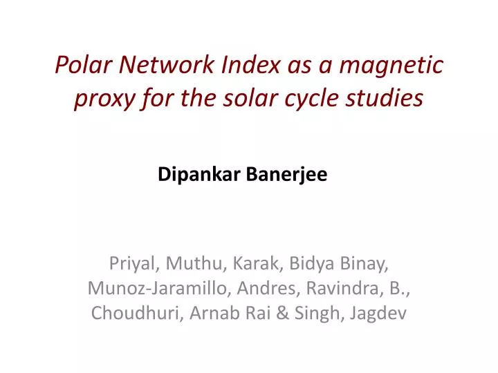 polar network index as a magnetic proxy for the solar cycle studies