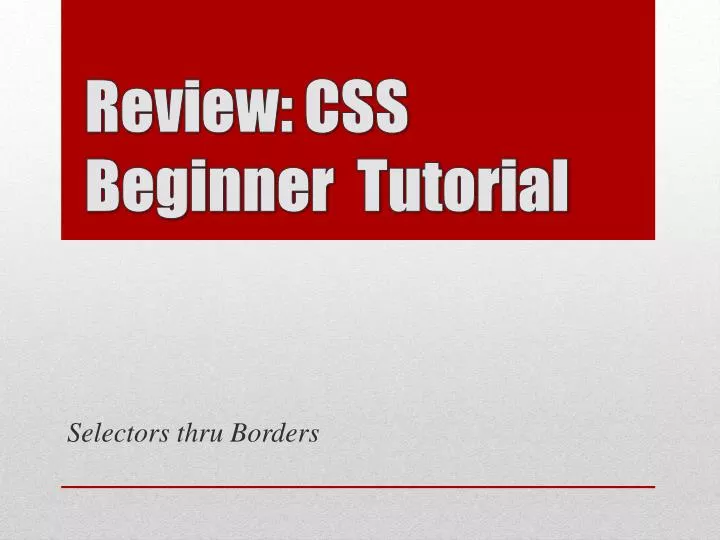 review css beginner tutorial