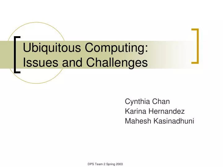 ubiquitous computing issues and challenges