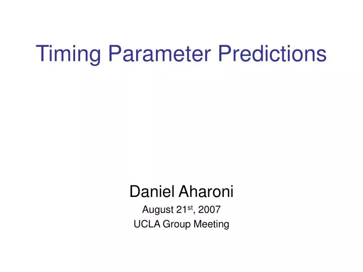 timing parameter predictions