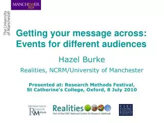 Getting your message across: Events for different audiences