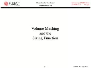Volume Meshing and the Sizing Function
