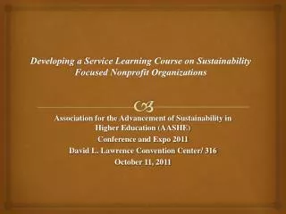Developing a Service Learning Course on Sustainability Focused Nonprofit Organizations