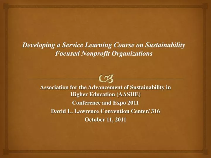 developing a service learning course on sustainability focused nonprofit organizations