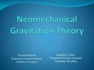 Neomechanical Gravitation Theory