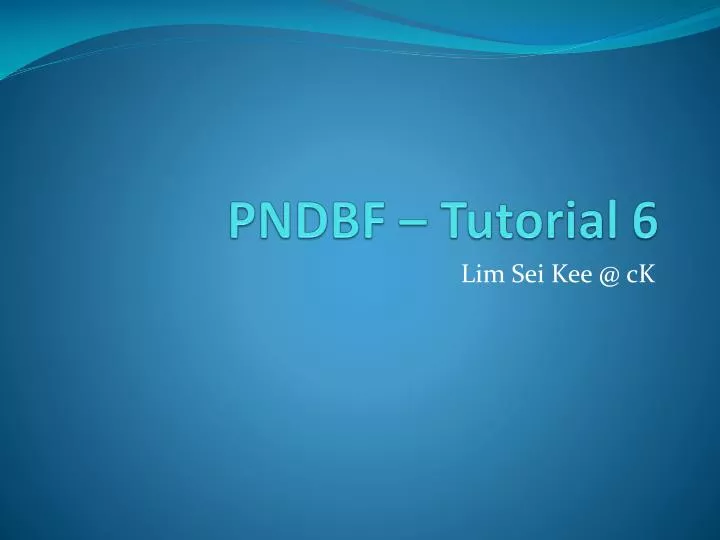pndbf tutorial 6