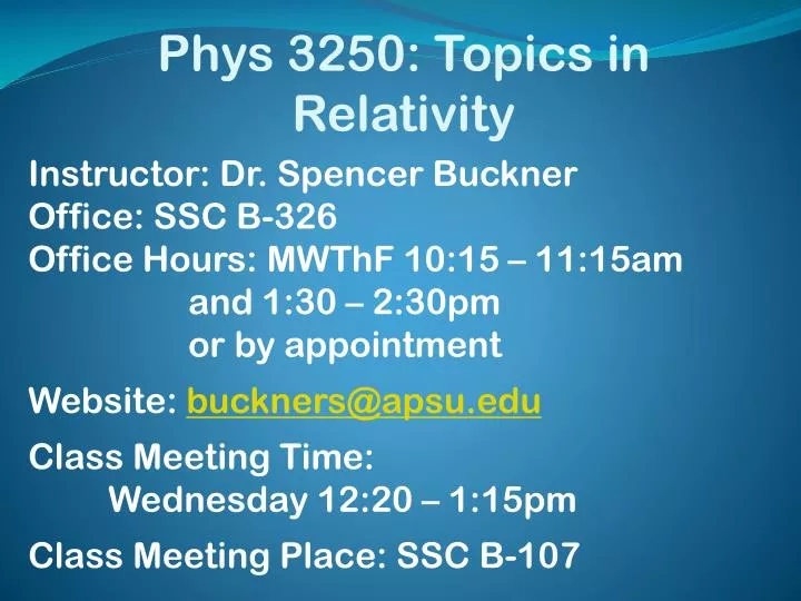 phys 3250 topics in relativity