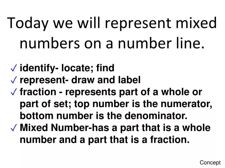 today we will represent mixed numbers on a number line