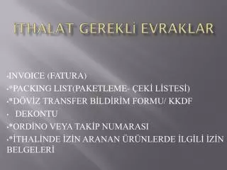 thalat gerekl evraklar