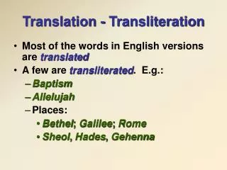 Translation - Transliteration