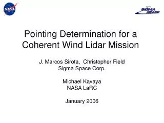 Pointing Determination for a Coherent Wind Lidar Mission