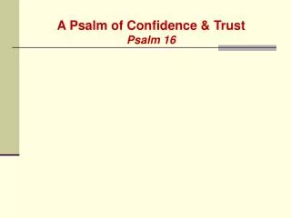 A Psalm of Confidence &amp; Trust Psalm 16