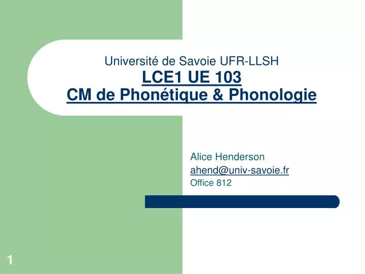 universit de savoie ufr llsh lce1 ue 103 cm de phon tique phonologie