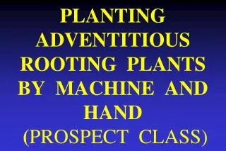 PLANTING ADVENTITIOUS ROOTING PLANTS BY MACHINE AND HAND ( PROSPECT CLASS)