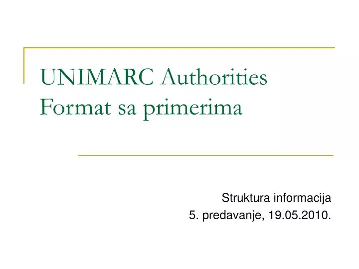 unimarc authorities format sa primeri ma