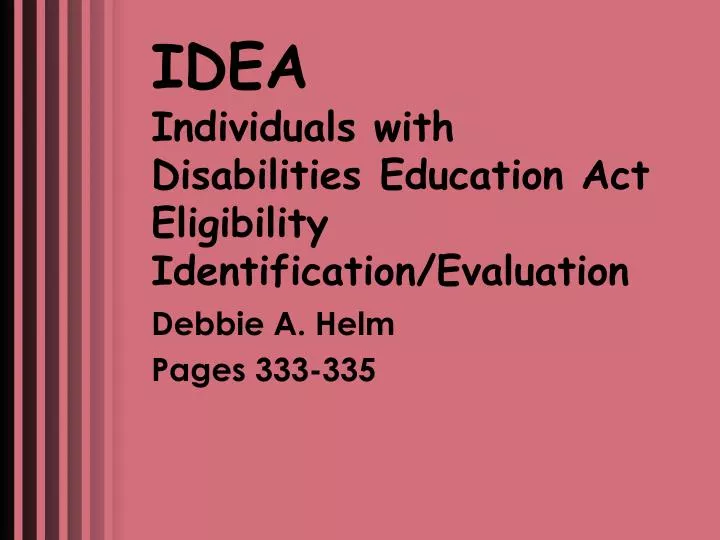 idea individuals with disabilities education act eligibility identification evaluation