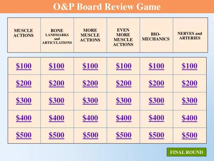 o p board review game