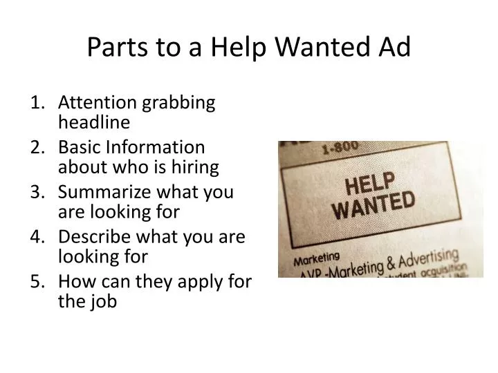 parts to a help wanted a d
