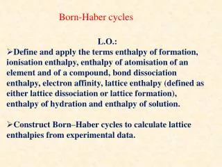Born-Haber cycles