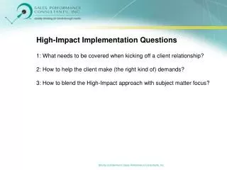 High-Impact Implementation Questions