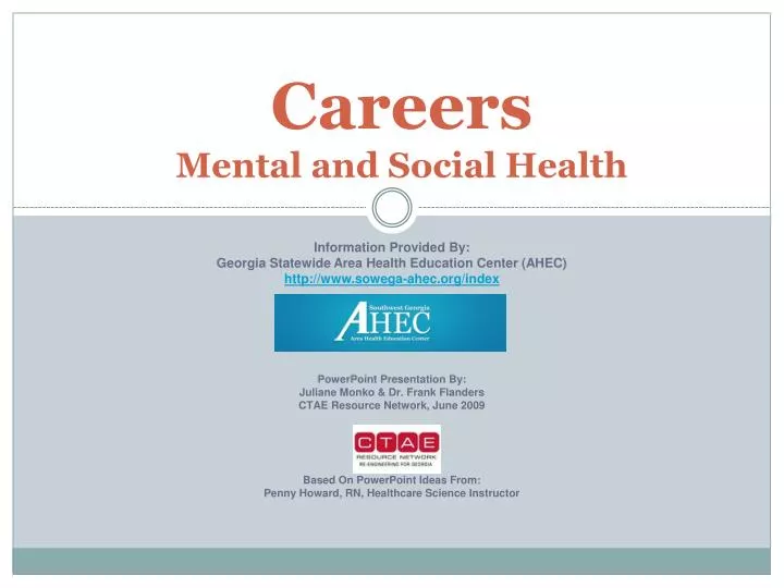 careers mental and social health