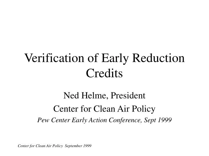 verification of early reduction credits