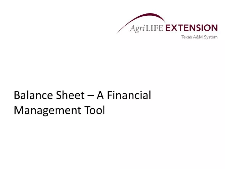 balance sheet a financial management tool