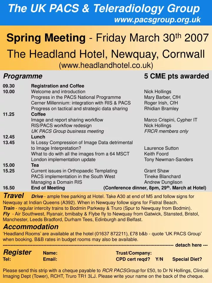 spring meeting friday march 30 th 2007 the headland hotel newquay cornwall www headlandhotel co uk