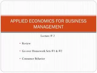 APPLIED ECONOMICS FOR BUSINESS MANAGEMENT