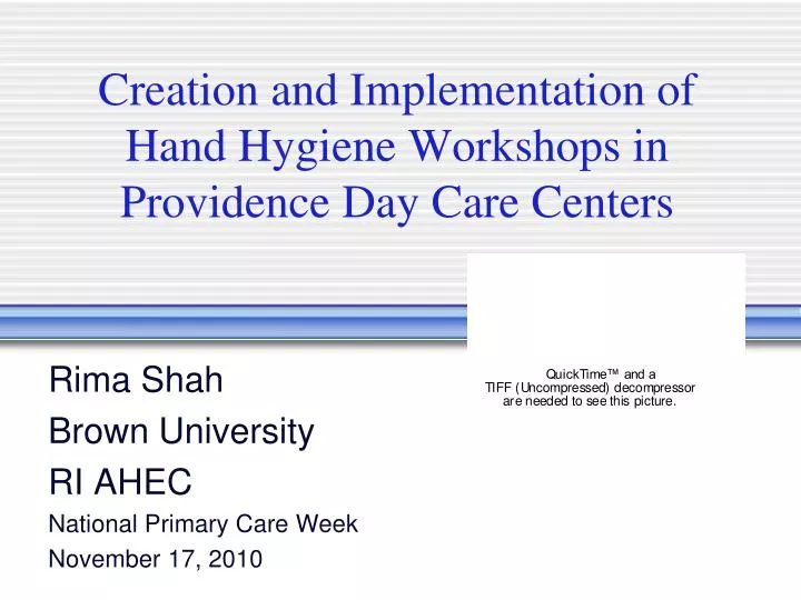creation and implementation of hand hygiene workshops in providence day care centers