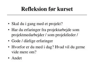 refleksion f r kurset