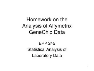 Homework on the Analysis of Affymetrix GeneChip Data