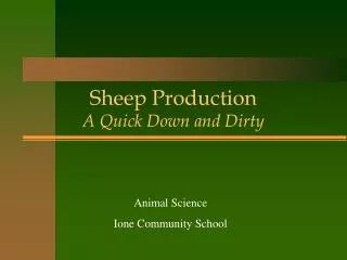 sheep production a quick down and dirty