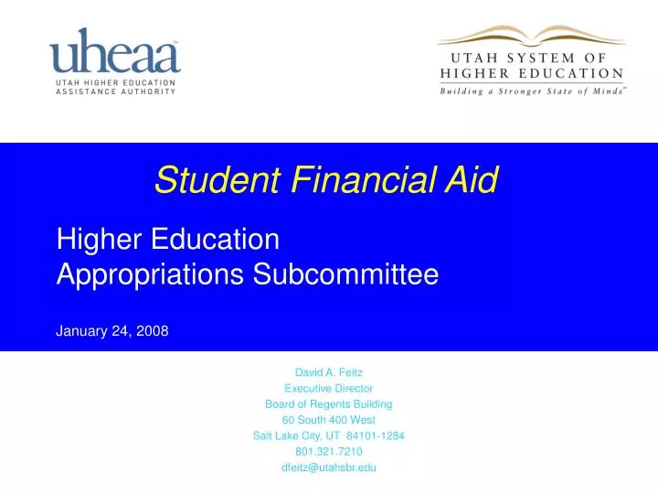 student financial aid higher education appropriations subcommittee january 24 2008