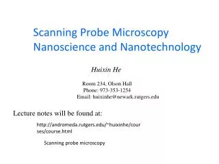 Scanning Probe Microscopy Nanoscience and Nanotechnology