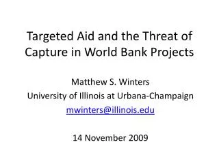 Targeted Aid and the Threat of Capture in World Bank Projects