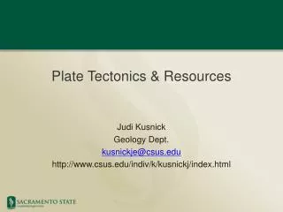 Plate Tectonics &amp; Resources