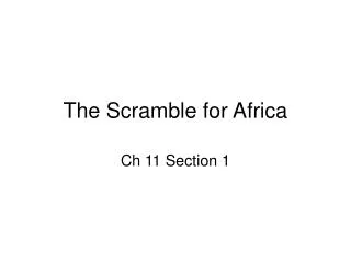 The Scramble for Africa