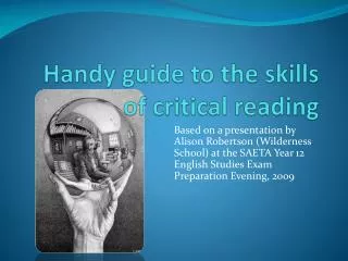 Handy guide to the skills of critical reading