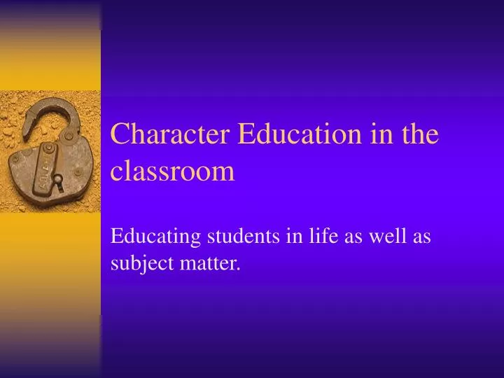 character education in the classroom