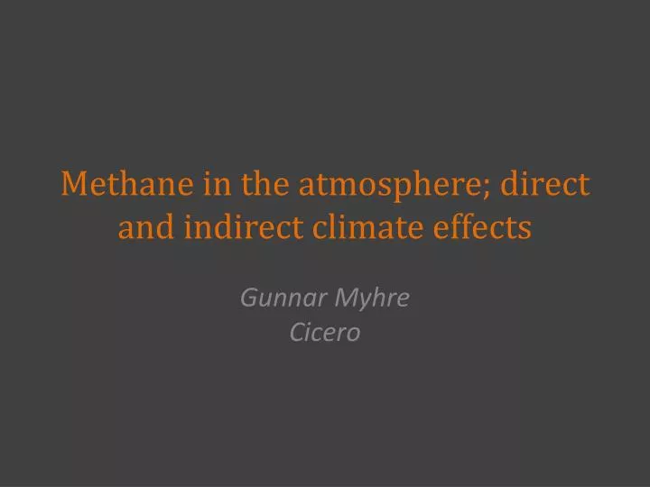 methane in the atmosphere direct and indirect climate effects